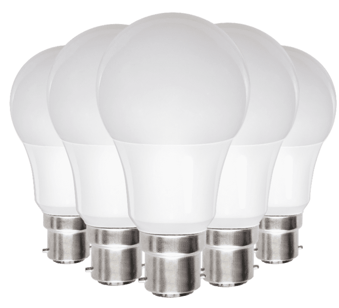 Lot de 5 Ampoules LED – 9W – B22 – 3000 K