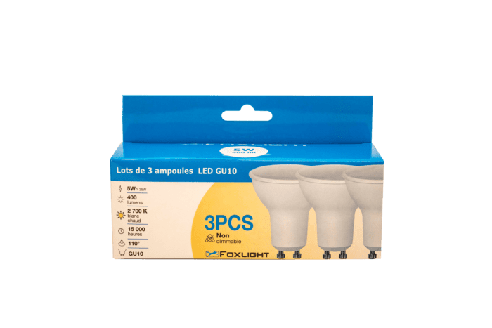 Lot de 3 ampoules LED - 5W - GU10 - 2 700 K – Image 2