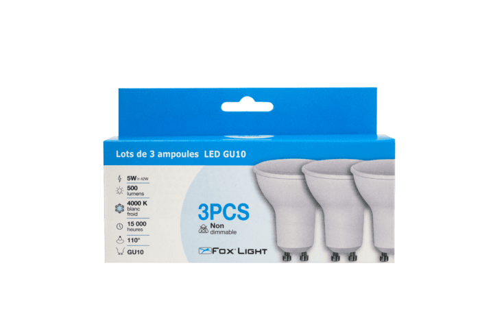 Lot de 3 ampoules LED - 5W - GU10 - 4 000 K – Image 2